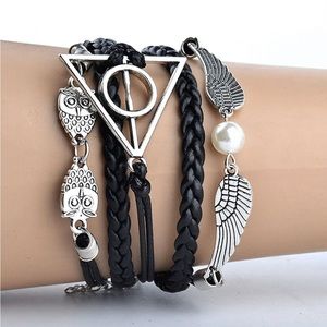 Vintage Leather Rope Harry Accessories Deathly Hallows black